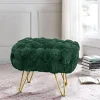 Pink Soft Faux  Ottoman Fuzzy Entryway Bench Seat 27x20x19 Sturdy Accent Coffee Table for Living Room Make up Vanity Fluffy Shoe Stool with Golden Legs for Bedroom Closet F